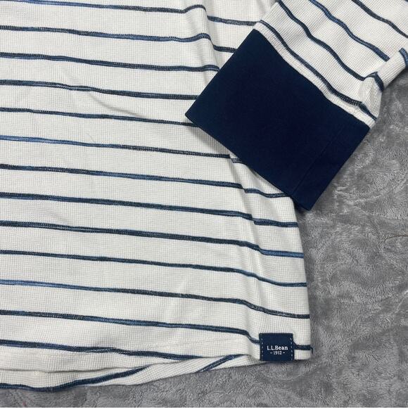 LL Bean Womens Top 2X Unshrinkable Thermal Waffle Long-Sleeve Crewneck Stripe - Picture 4 of 8